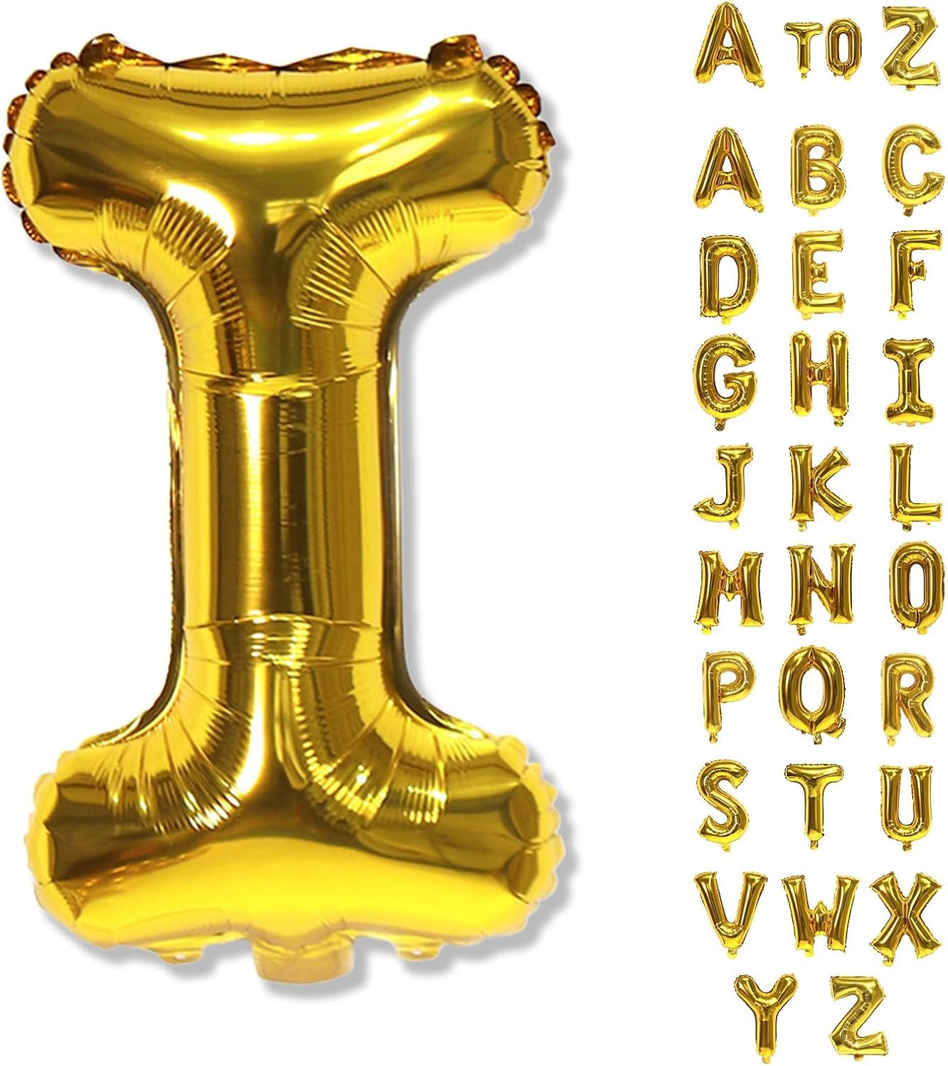 Gold Letter Balloons, 40 Inch Alphabet Name Mylar Self Inflating Custom I Decor, Large Helium Foil for Men Women Birthday Party Decorations Supplies