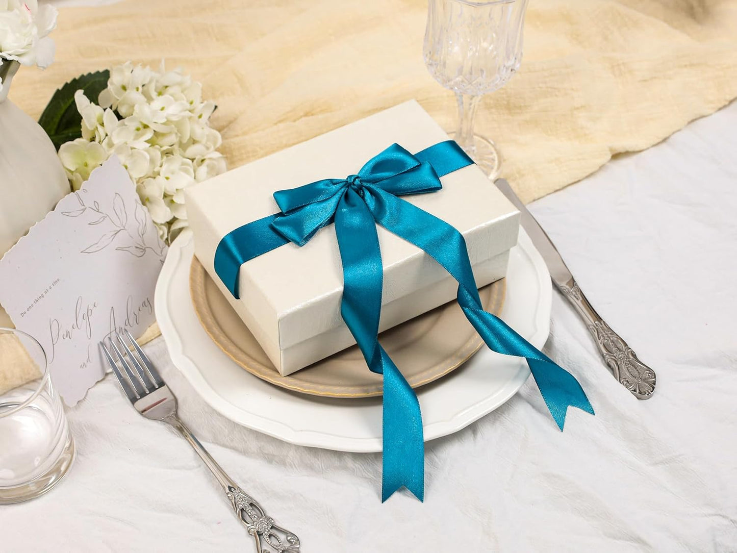 Turquoise Satin Ribbon 1 inch X Continuous 100 Yards, Single Face Polyester Ribbon Perfect for Gift Wrapping, Flower Bouquet, Wedding Decor, Crafts, Bow Making, Sewing and More