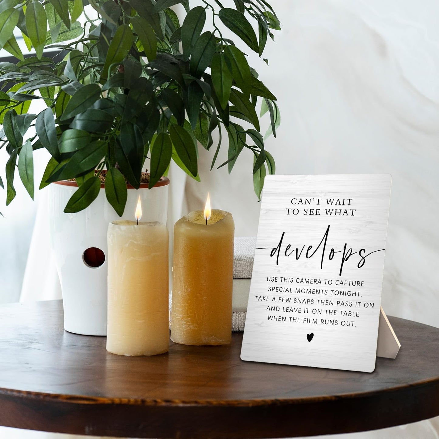 Can't Wait To See What Develops Wooden Stand 5x7inch, Wedding Camera Sign, Guest Photo Sign, Wedding Decor