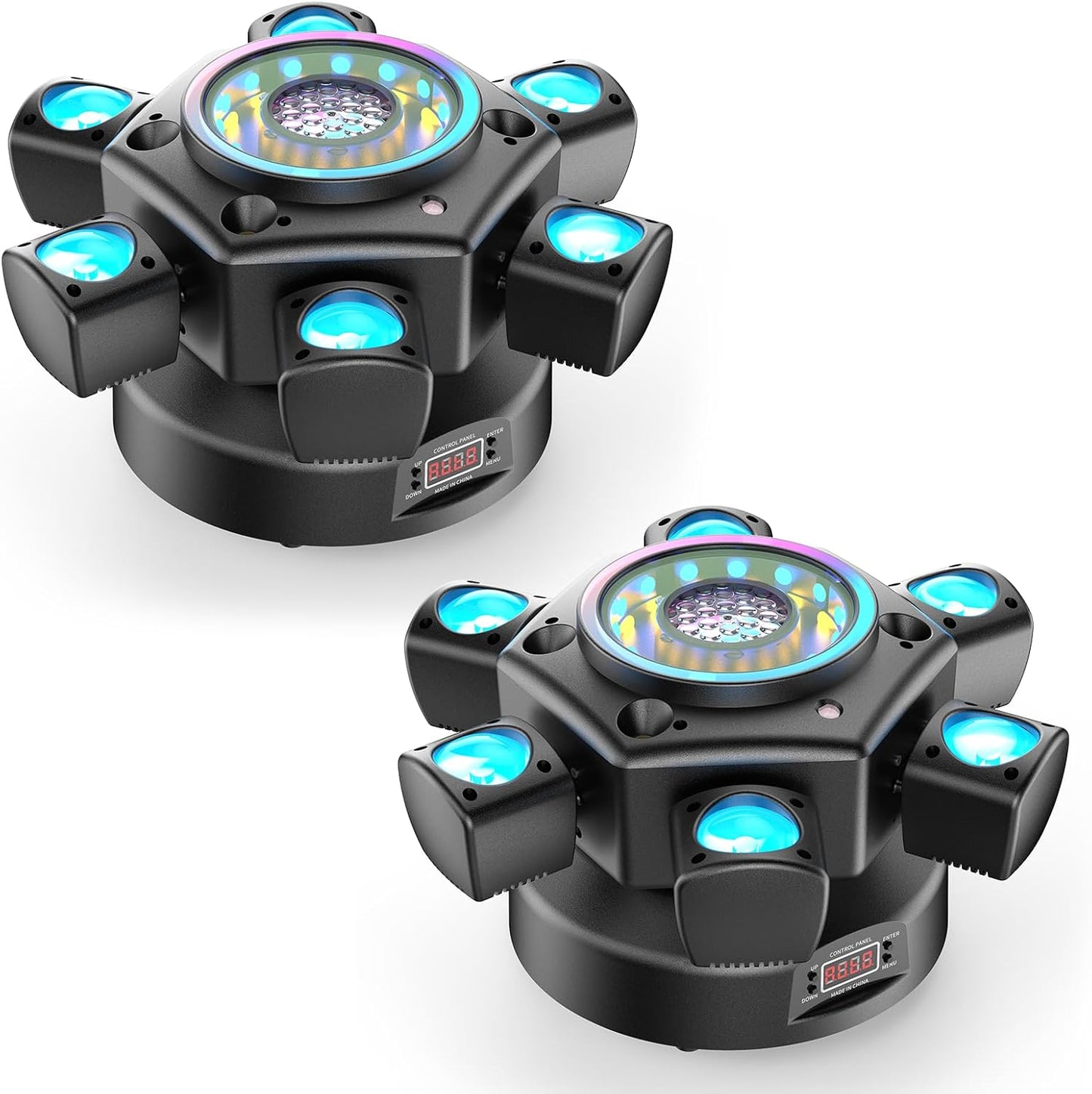 2-Pack 120W Moving Head 6 Arms Stage Lights with Mixed Lighting Effects,DJ Stage Lighting for Party Disco Club Wedding Bar