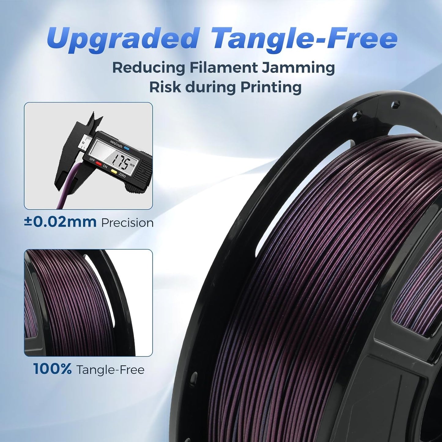 FLASHFORGE Rapid PLA Filament 1.75mm +/- 0.02mm Burnt Titanium to Abyssal Red Gradient, Max 500mm/s High Speed Printing, 3D Printer Filament 1kg(2.2lbs), Changing Colors with Light