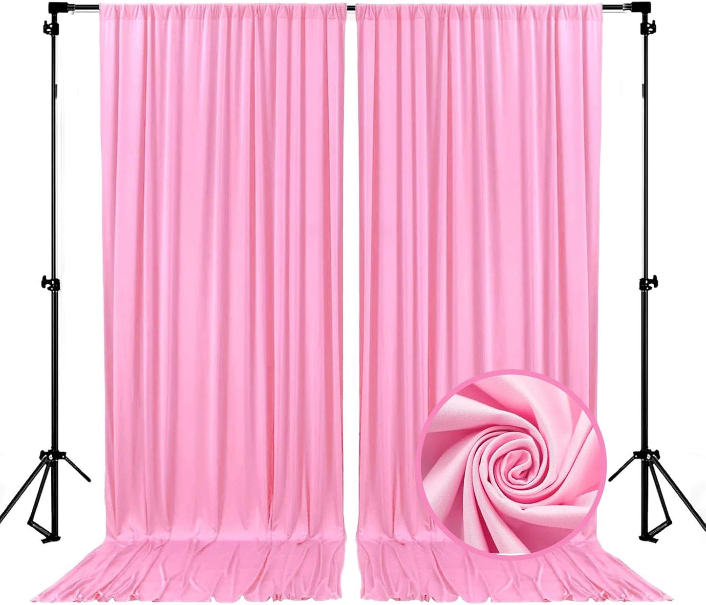 10 x 7 Feet Pink Backdrop Curtain for Partie, Background Curtains for Photoshoot, Birthday, Wedding, Halloween, Thanksgiving, Christmas, New Year Party Decorations 5Ft x 7Ft, 2 Panels