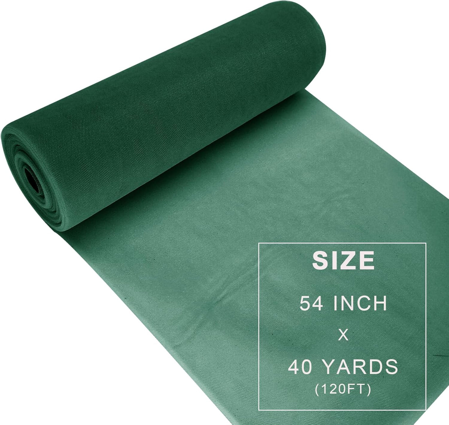 Hunter Green Tulle Fabric Roll Spool Bolt (54 Inch by 40 Yards) Large Tulle Wedding Party Decoration, Tutu Skirt, Table Runner, Gift Wrapping, Bridal Shower, Soft & Drape (Hunter Green)