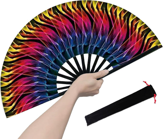 Boots on The Ground Fan, Large Folding Hand Fan for Women and Men, Popping Fans for Line Dancing for Raves, EDM, Dance Party, and Home Decoration