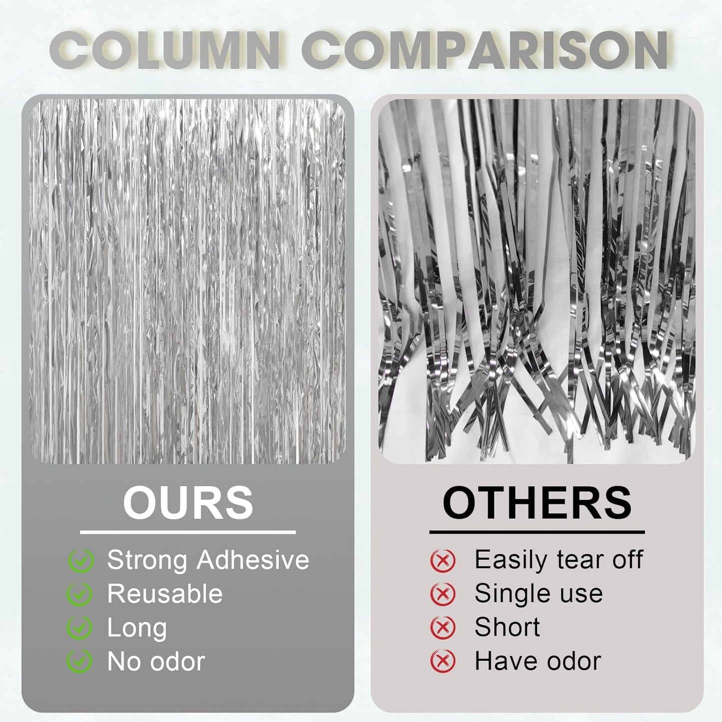 3 Pack 3.3 x 6.6 ft Silver Foil Fringe Backdrop Curtains, Tinsel Streamers Party Decorations, Fringe Backdrop for Birthday, Baby Shower, Gender Reveal, Graduation