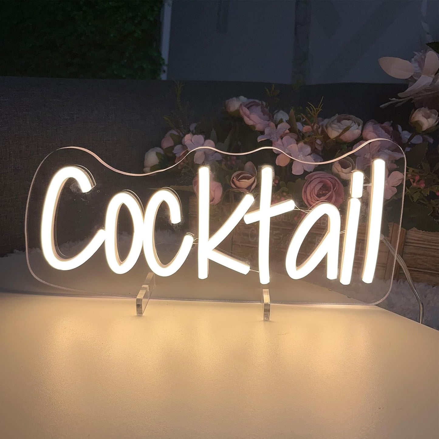Cocktails Table Neon Sign Desk Lamp Led Beer Bar Neon Lights for Wall Decor Man Cave Club Bedroom Hotel Pub Home Bar Sign Shop Bedroom Home Room Decor Christmas Party Warm White USB Powered 30×13.8 CM