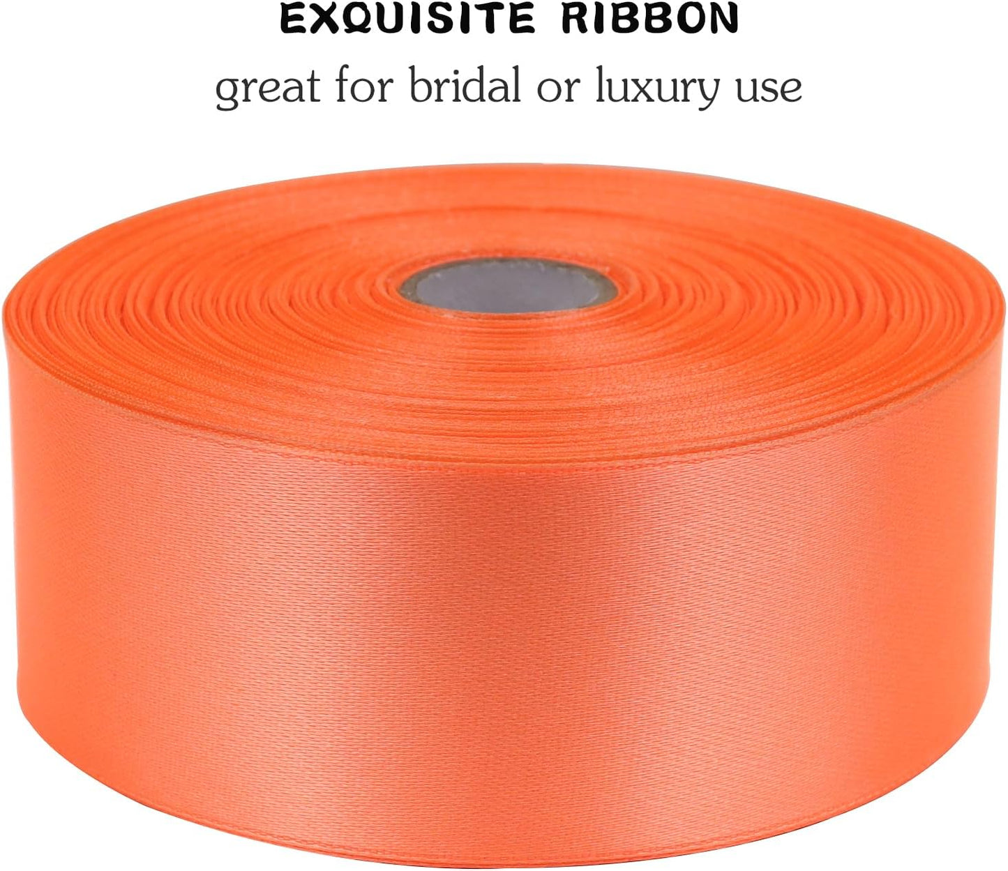 Orange Solid Satin Ribbon 1-1/2 Inch 50 Yards Solid Polyester Fabric Ribbon for Gift Wrapping Wedding Christmas Baby Shower Birthday Party Decoration Handmade Immortal Flower Craft