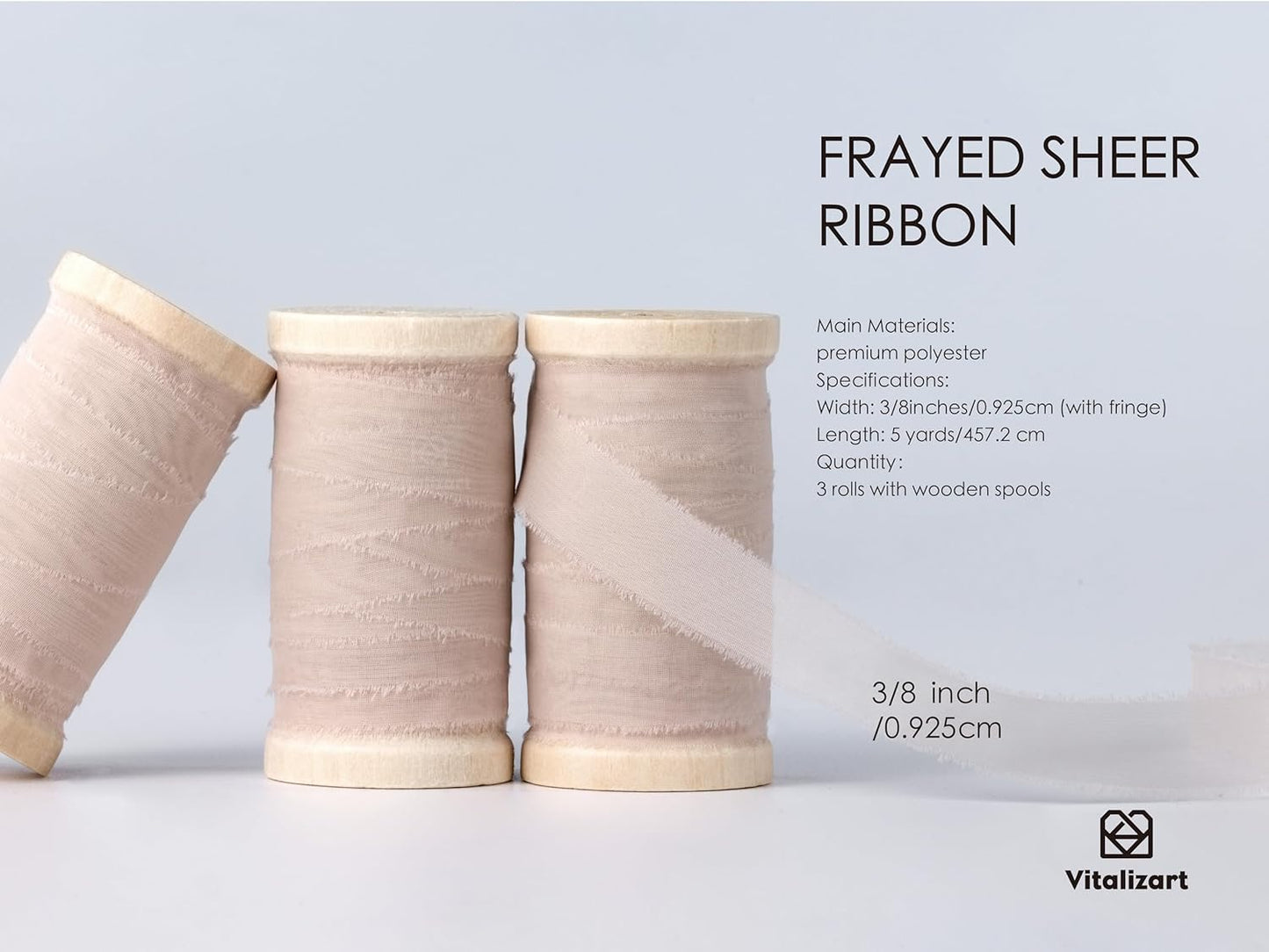 Vitalizart Pink Organza Ribbon Frayed Sheer Organza 3/8" Silk Like Ribbons for Valentines Day Gift Wrapping Craft Flower Bouquet Wedding Invitations Mesh Fabric Blush Light Pink 15 Yards