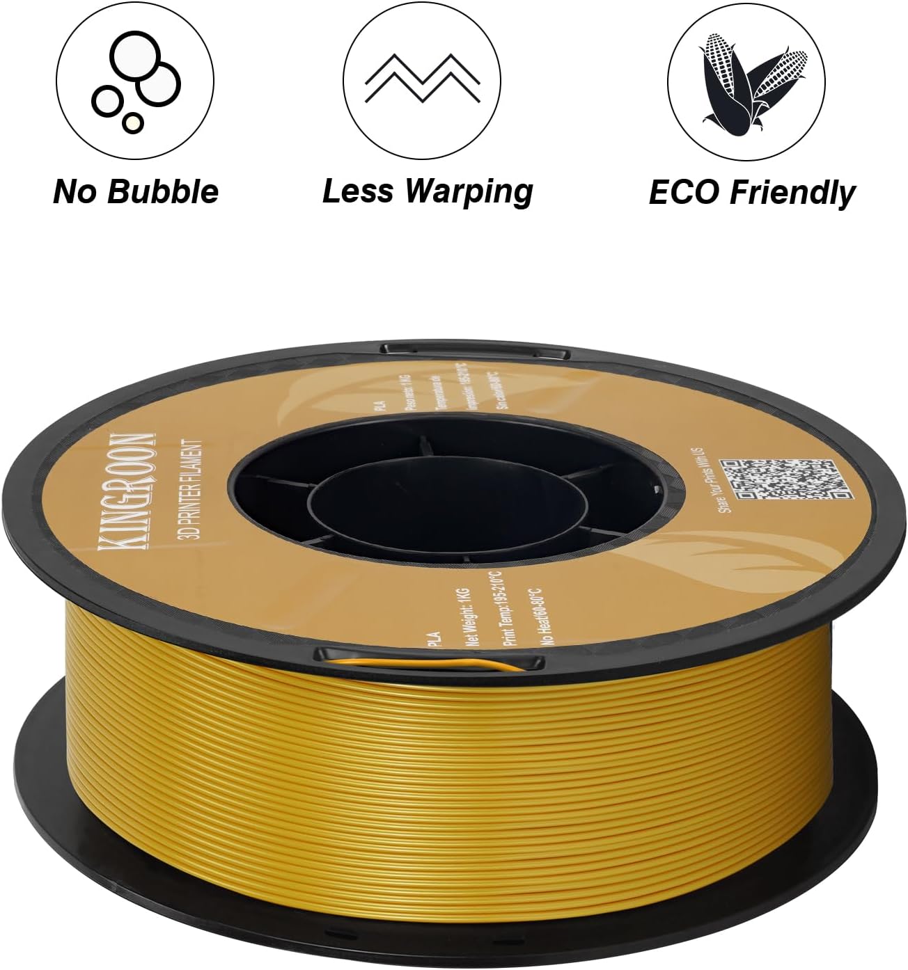 Kingroon PLA Filament 1.75mm 3D Printer Filament Yellow Pla Filament 1kg Filament Dimensional Accuracy +/- 0.02mm, Fit Most FDM Printer,Dark Yellow-Gold