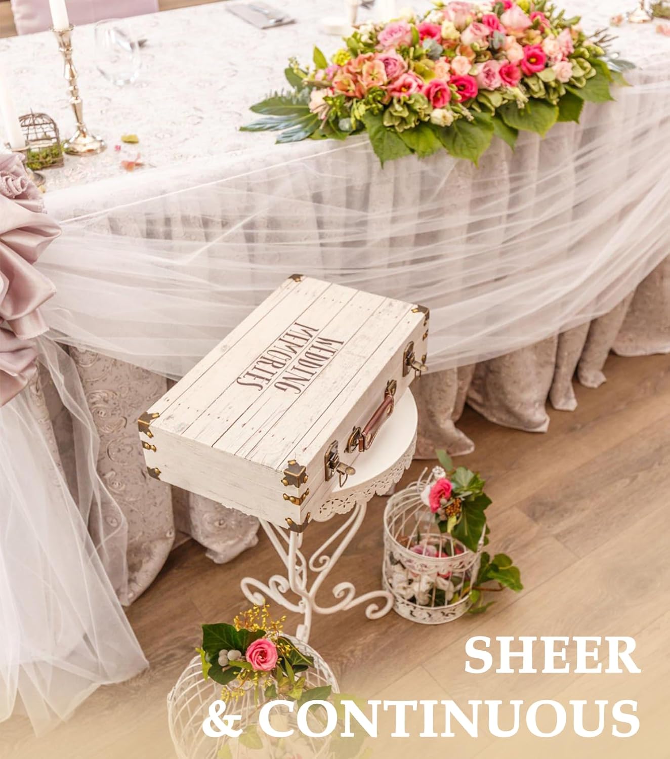 White Tulle Fabric 108" x 10 Yards (30FT) Tulle Bolt for Wedding Decoration DIY Tutu Party Backdrop Baby Shower Table Skirts Christmas Gift Wrapping