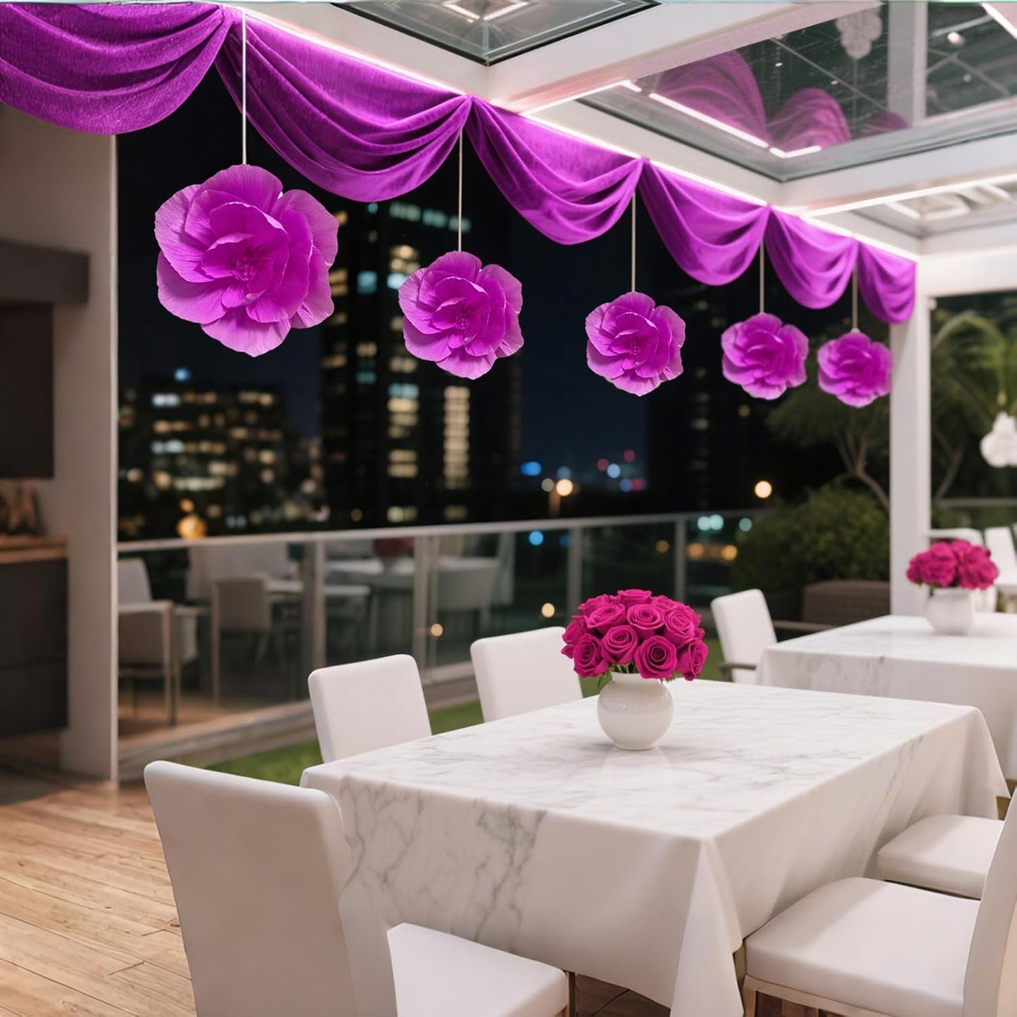 BRT Bearingshui Crepe Paper Flowers Decoration for Wall Total 9 Pcs, Artificial Flowers Backdrop for Wedding Decor Baby Bridal Shower Birthday Party, Rose Red 3D Wall Flowers Decor