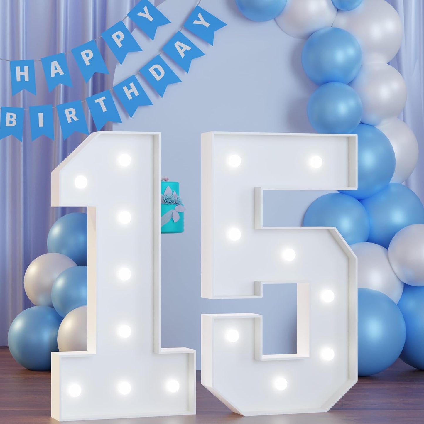 3FT Marquee Numbers 15, Happy 15th Birthday Decorations for Girls Boys, Large 15 Light up Number for 15 Years Old Birthday Party Supplies, 15th Anniversary Party Decor
