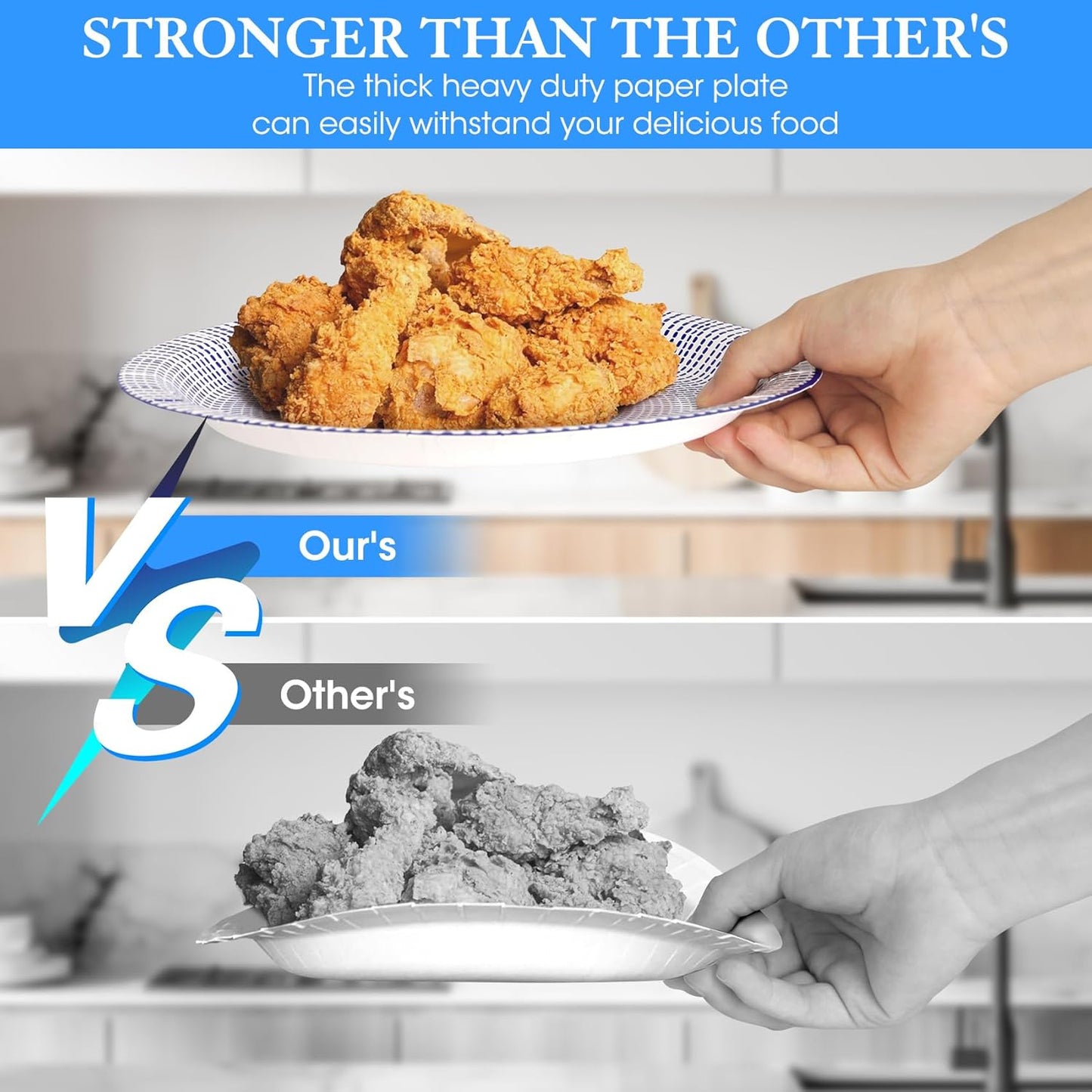 90 Pcs Paper Plates 8 Inch Bulk Thick Heavy Duty Disposable Plates Printed Blue and White Plate for Party, Wedding, Birthday, Tea, Picnic Barbecue, Everyday Use, Soak Proof, Cut Proof