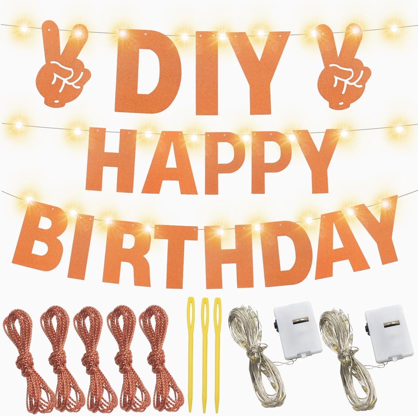 167Pcs DIY Glitter Customizable Banner Kit Custom Banners DIY Happy Birthday Letter Banners Personalized Banner Decor for Easter Day Christmas Baby Shower Birthday Party Decorations(Glitter Orange)