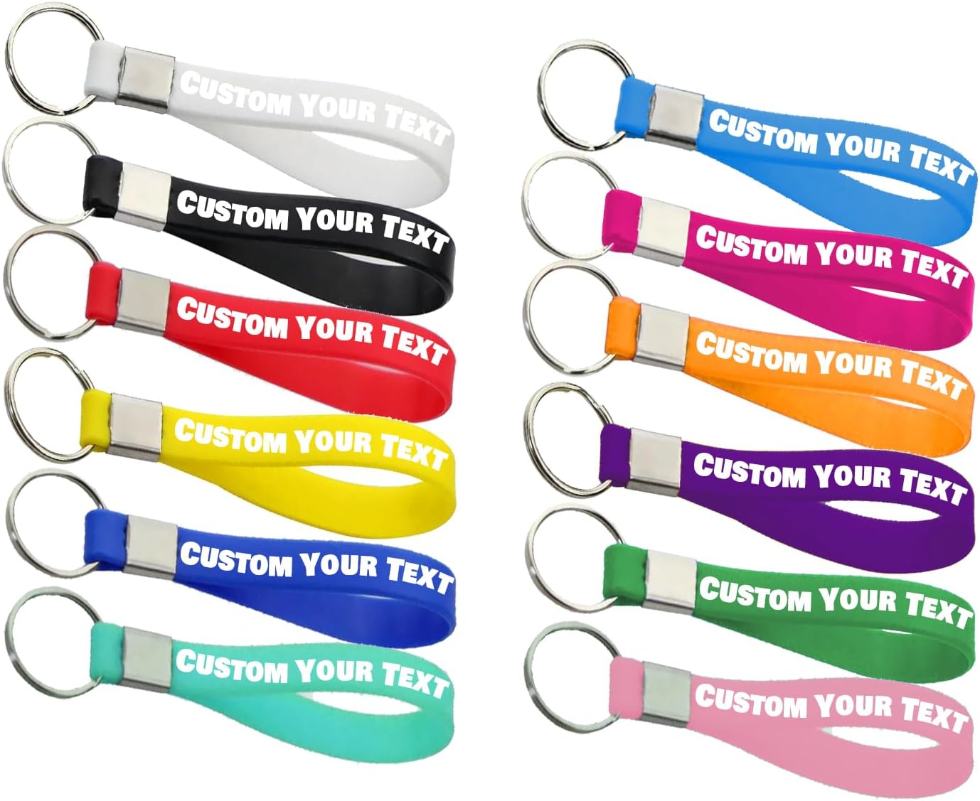 Personalized Keychain Silicone 5/10/50/100 Bulk Custom Keychains with Text for Events Party Guests Gifts