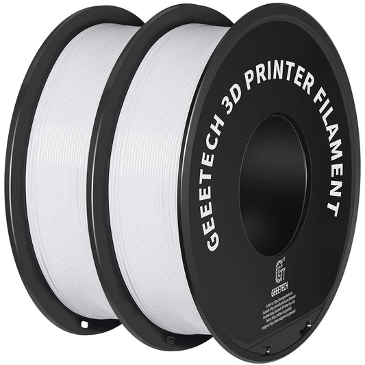 Geeetech 3D Printer Filament, PLA Filament 1.75mm Bundle 2kg for 3D Printer, Dimensional Accuracy +/- 0.02 mm (White 2-Pack)
