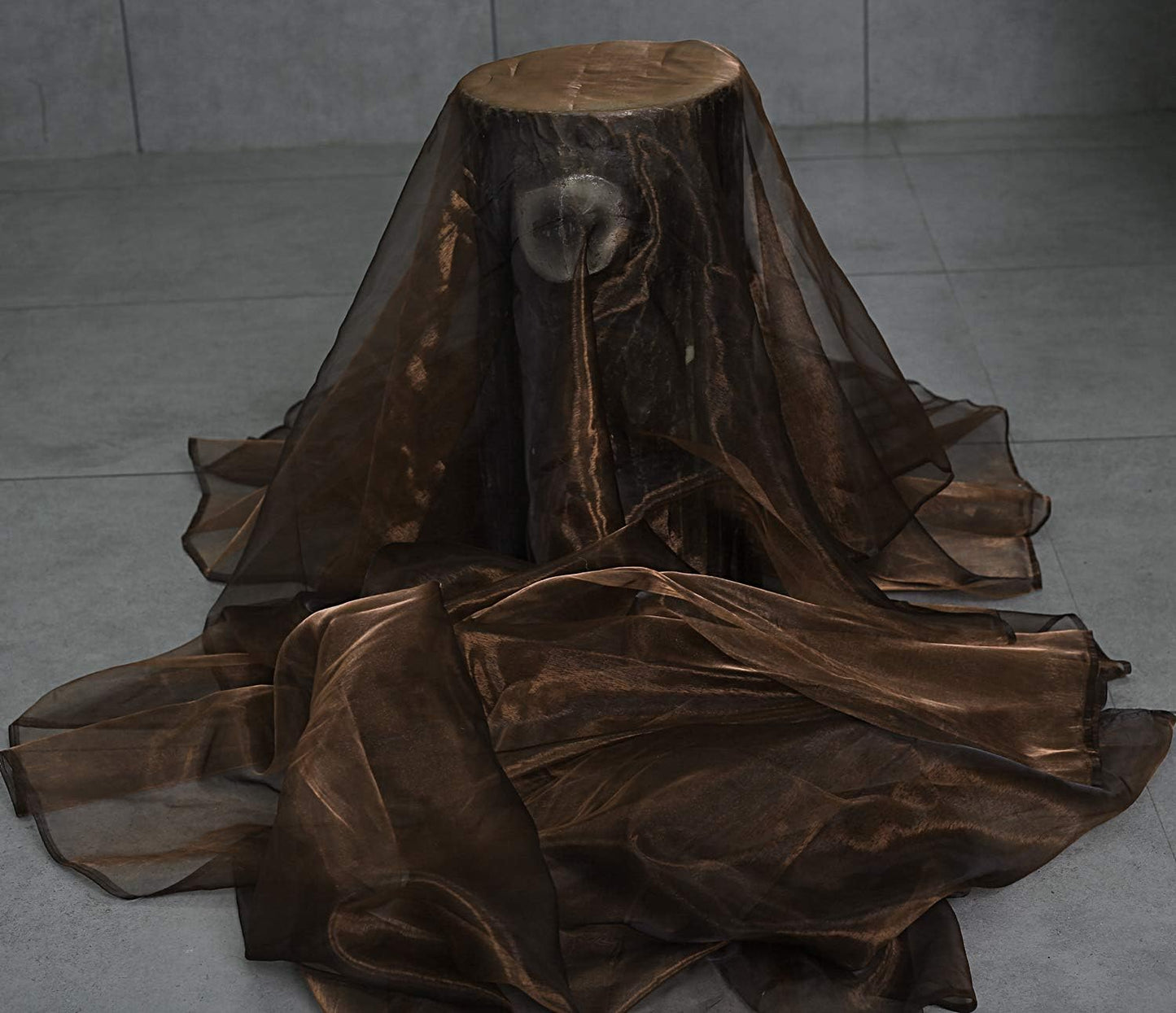 VDS Coffee Organza Fabric, 45 Yards Continuous, 45” Wide, Wedding Party Decoration Iridescent Crystal Sheer Shiny Organza Tulle Bridal Dress DIY Crafts Costume Sewing Backdrop Arch Cloth