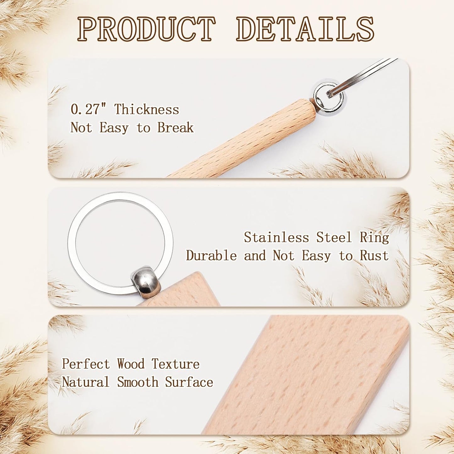 Custom Engraved Wooden Keychain 1-1000Pcs, Personalized Wood Keychains Bulk, Customized Your LOGO & Text on Double-Sides for School/Class/Family/Company Events