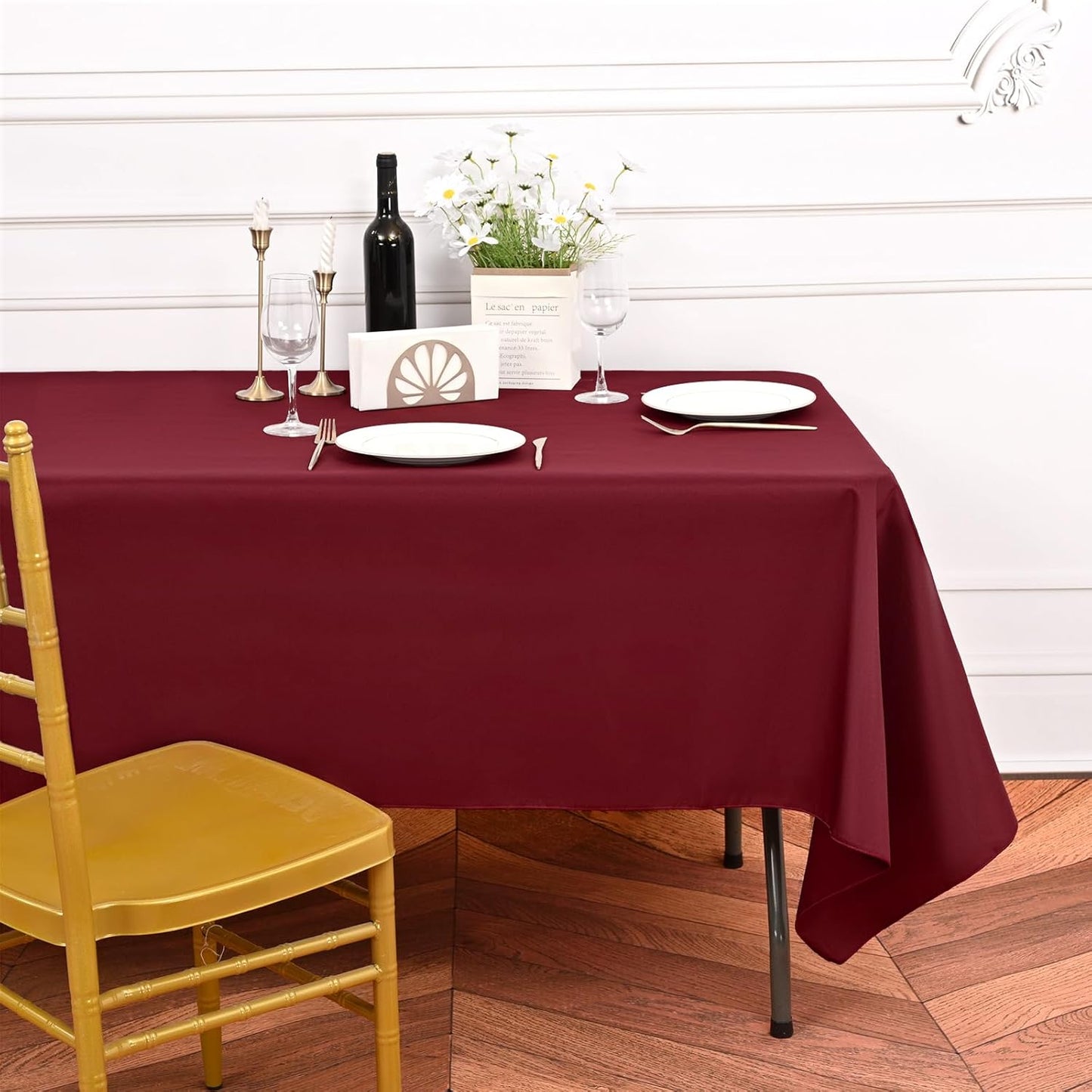 10 Pack Burgundy Tablecloths for 6ft Rectangle Tables 60 x 102 Inch - Polyester Table Cover Stain and Wrinkle Resistant Washable Fabric Table Clothes for Wedding Party Banquet Reception Restaurant