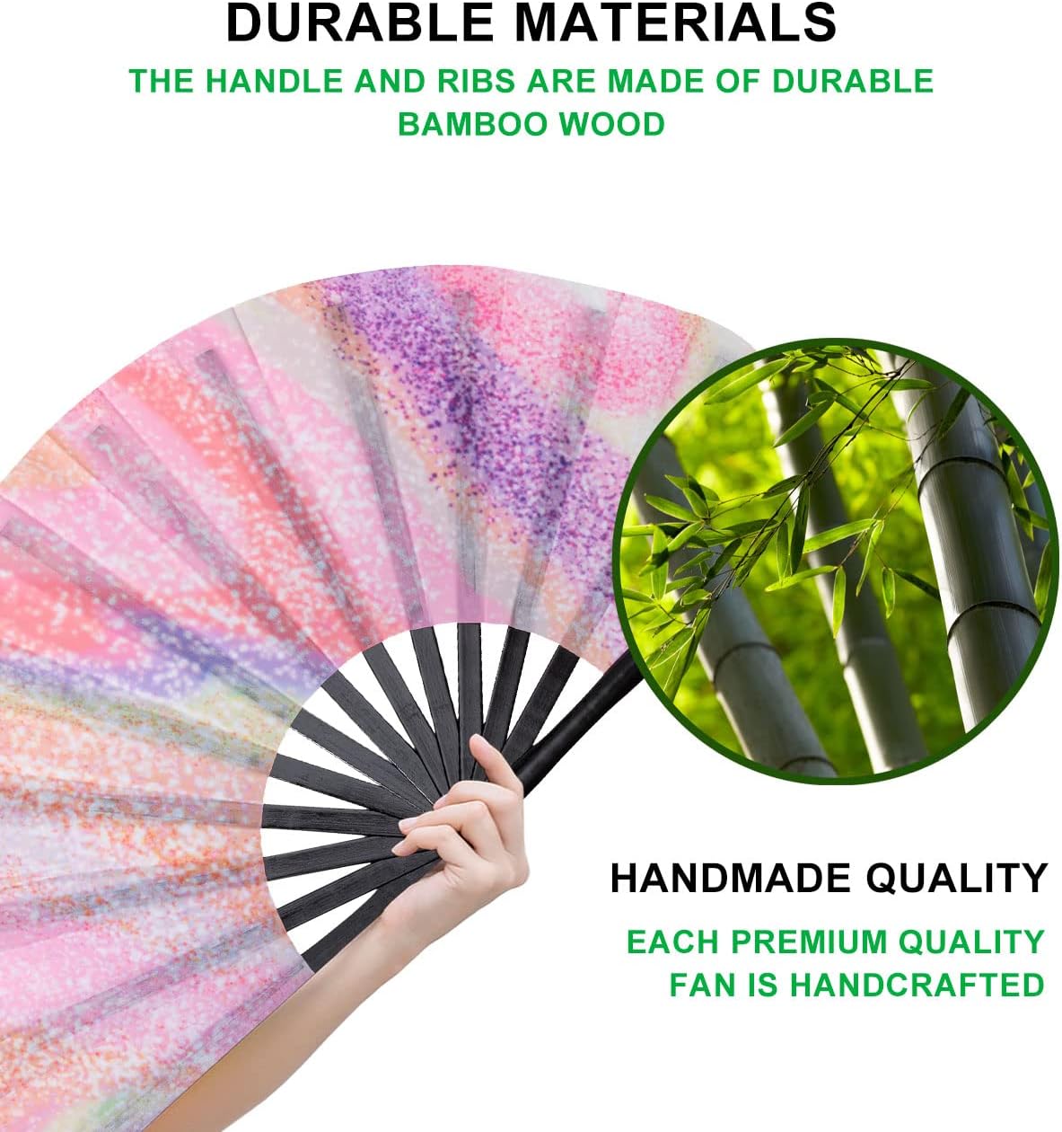 Amajiji Large Folding Hand Rave Fan Popping Fan for Line Dancing Clacking Fans for Boots On The Ground Dance,Party,Decoration,Festival (Psychedelic Neon)