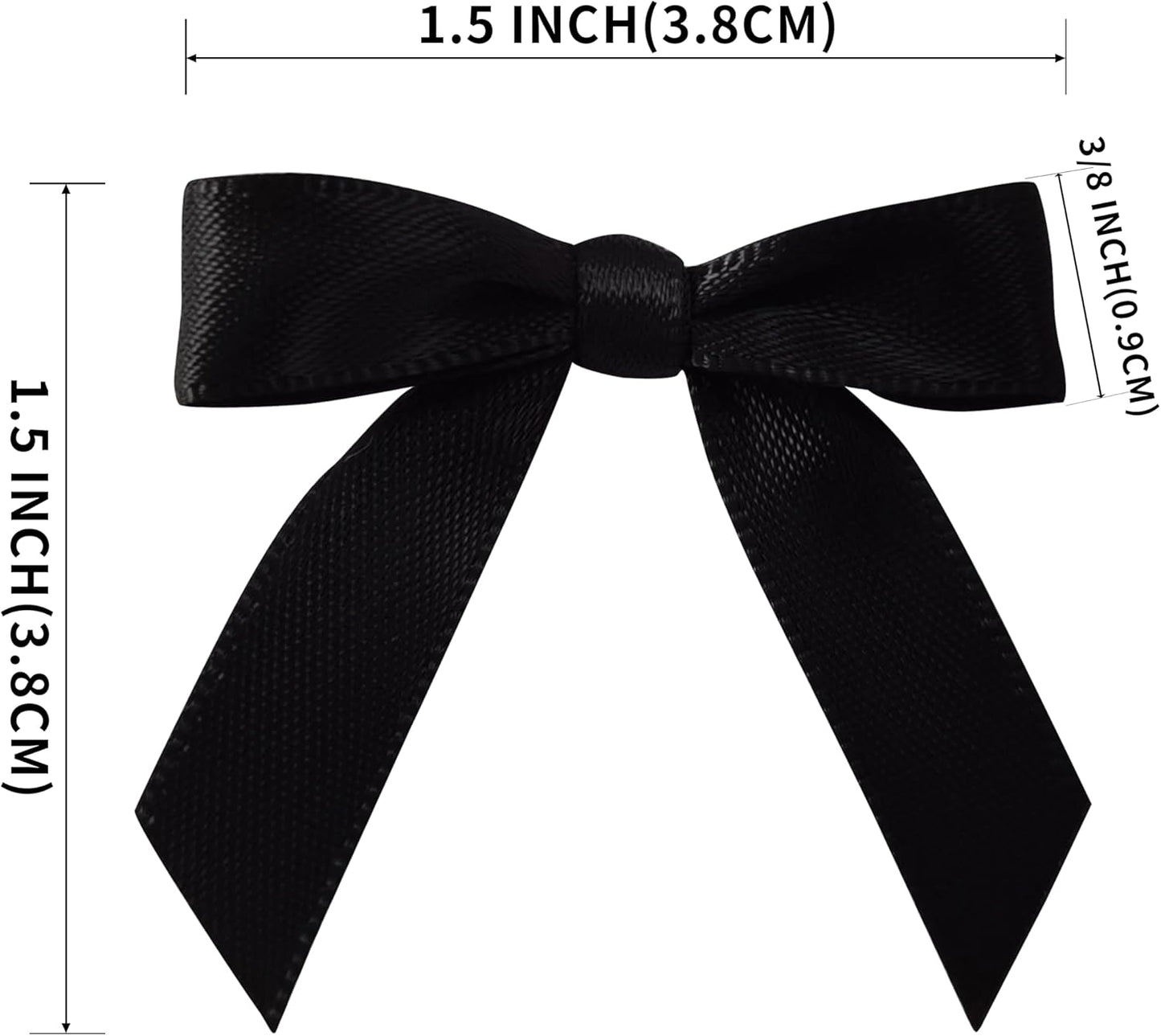 50pcs 1-1/2" Mini Black Satin Ribbon Bows Without Twist Ties for Crafts Gift Wrapping Packing Christmas Decoration (Black)