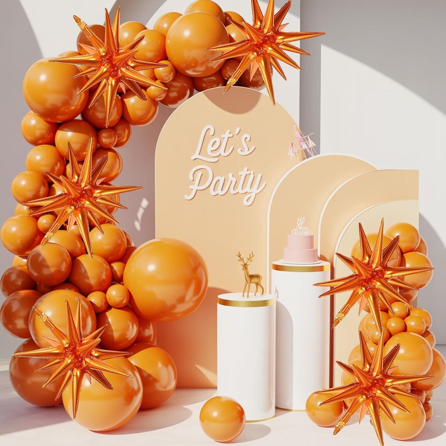 Orange Star Balloons,9Pcs 22Inch Orange Explosion Spike Cone Helium Polyester Film Star Foil Balloons for Birthday Halloween Graduation Anniversary Baby Shower Party Decorations