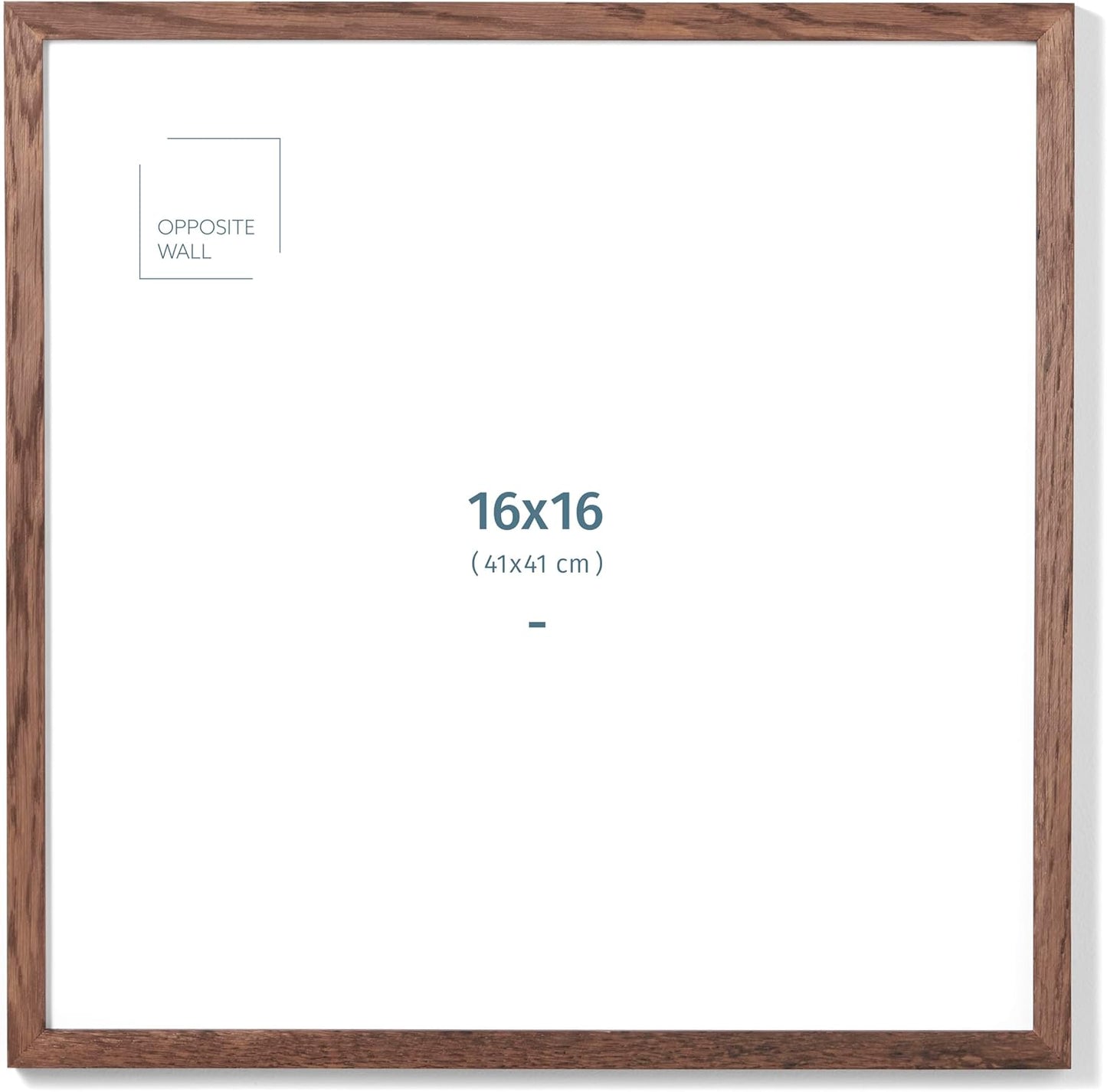 Opposite Wall - 16x16 in - Dark Solid Oak Wood Picture Frame - Lightweight, Versatile & Shatterproof - Wall Hanging Poster or Photo Frame - Wall Decor for Office, Gallery & Home