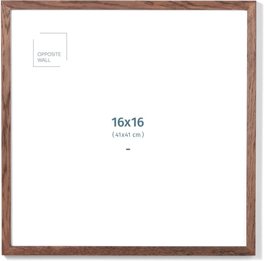 Opposite Wall - 16x16 in - Dark Solid Oak Wood Picture Frame - Lightweight, Versatile & Shatterproof - Wall Hanging Poster or Photo Frame - Wall Decor for Office, Gallery & Home