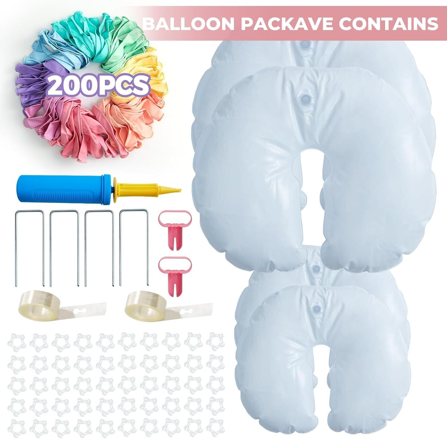 Gold Metal Arch Backdrop Stand Set of 2 with Balloons All Accessories Metal Arched Backdrop Frame for Chrismas Ceremony Parties Bithday Decoration (7.2FT, 6FT)