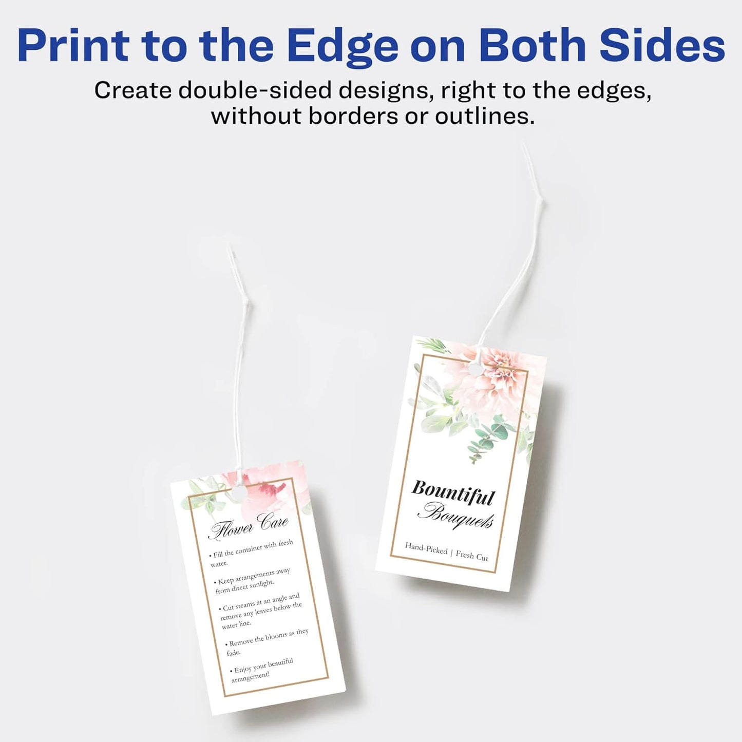 Avery Rectangle Tags, Sure Feed Technology, 2" x 3.5", Matte White, Strings Included, 80 Total, Print-to-The-Edge, Laser/Inkjet Printable (80514)