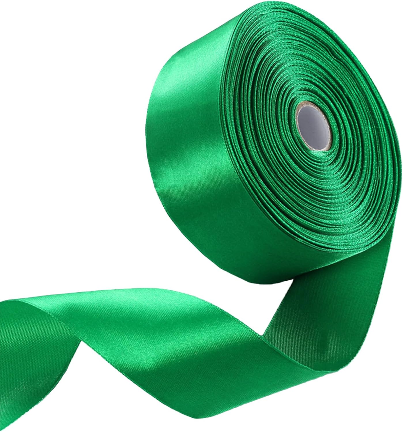 1-1/2 Inch Emerald Green Satin Ribbon 50 Yards Solid Fabric Ribbons for Gift Wrapping, Crafts, Floral Arrangements, Wedding, Party, Holiday and Home Decor