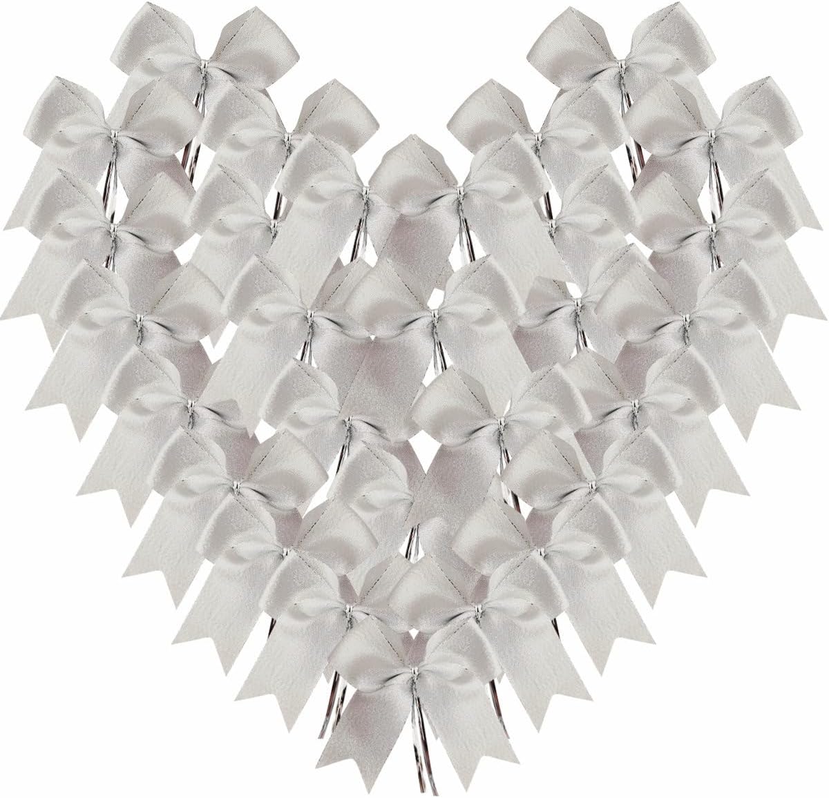 36pcs 4-1/2" Metallic Silver Bows with Twist Ties for Gift Wrapping Packing Christmas Decoration (4.5",Silver)