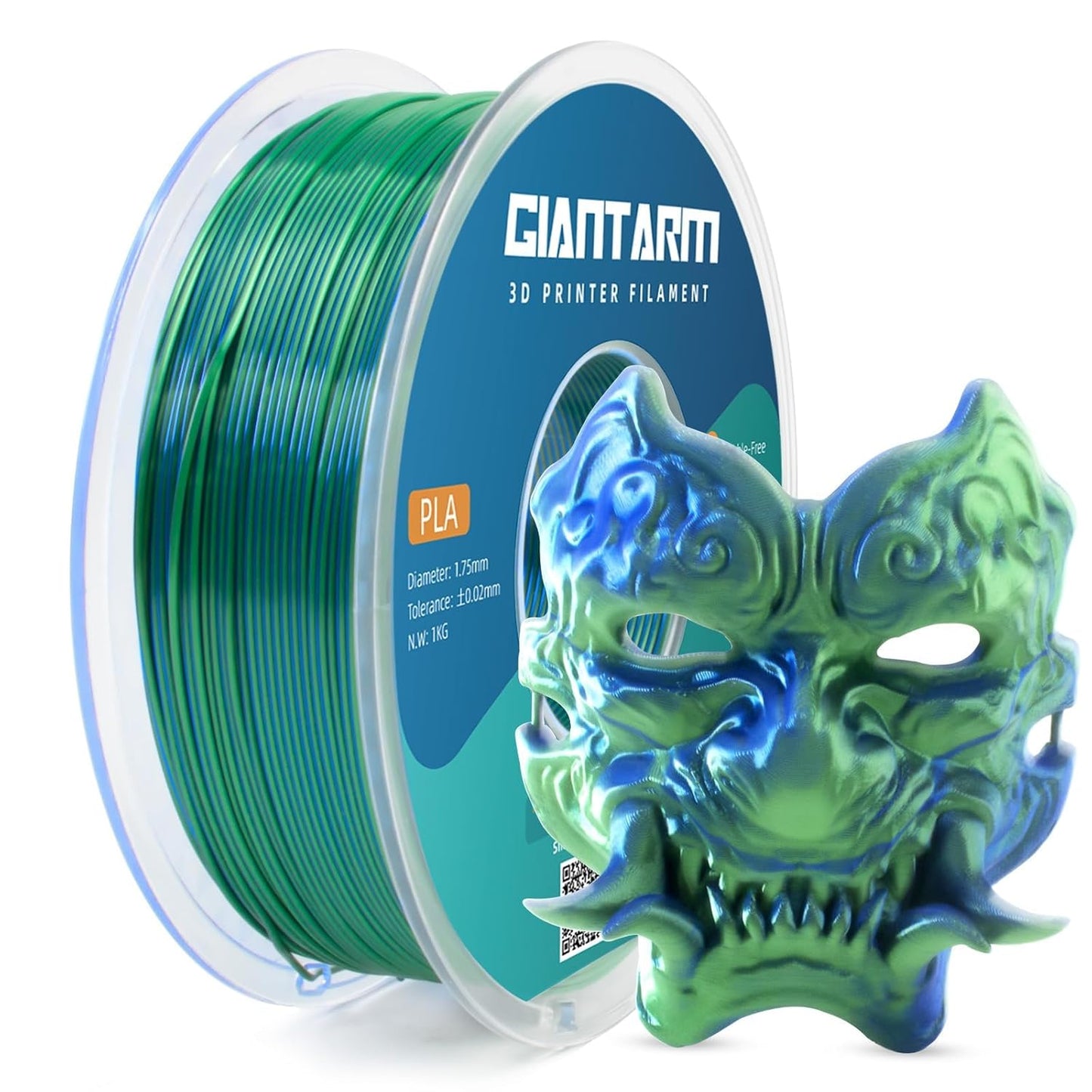 GIANTARM Dual Color PLA Filament, Silk PLA Filament 1.75mm +/-0.02mm,1KG Spool(2.2lbs) Vacuum Packaging, 3D Printing Filaments Fit Most FDM Printer