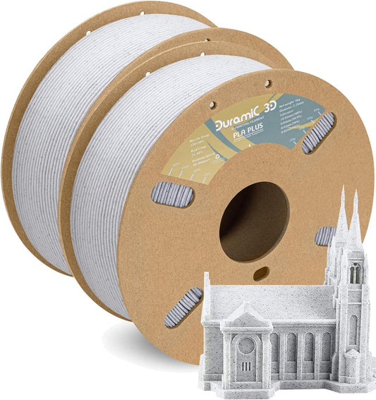 DURAMIC 3D PLA+ Filament 1.75mm 2Kg Marble, PLA Plus Filament 2 Pack 1kg Spool(2.2lbs) Tougher and Stronger, Dimensional Accuracy Probability +/- 0.02mm