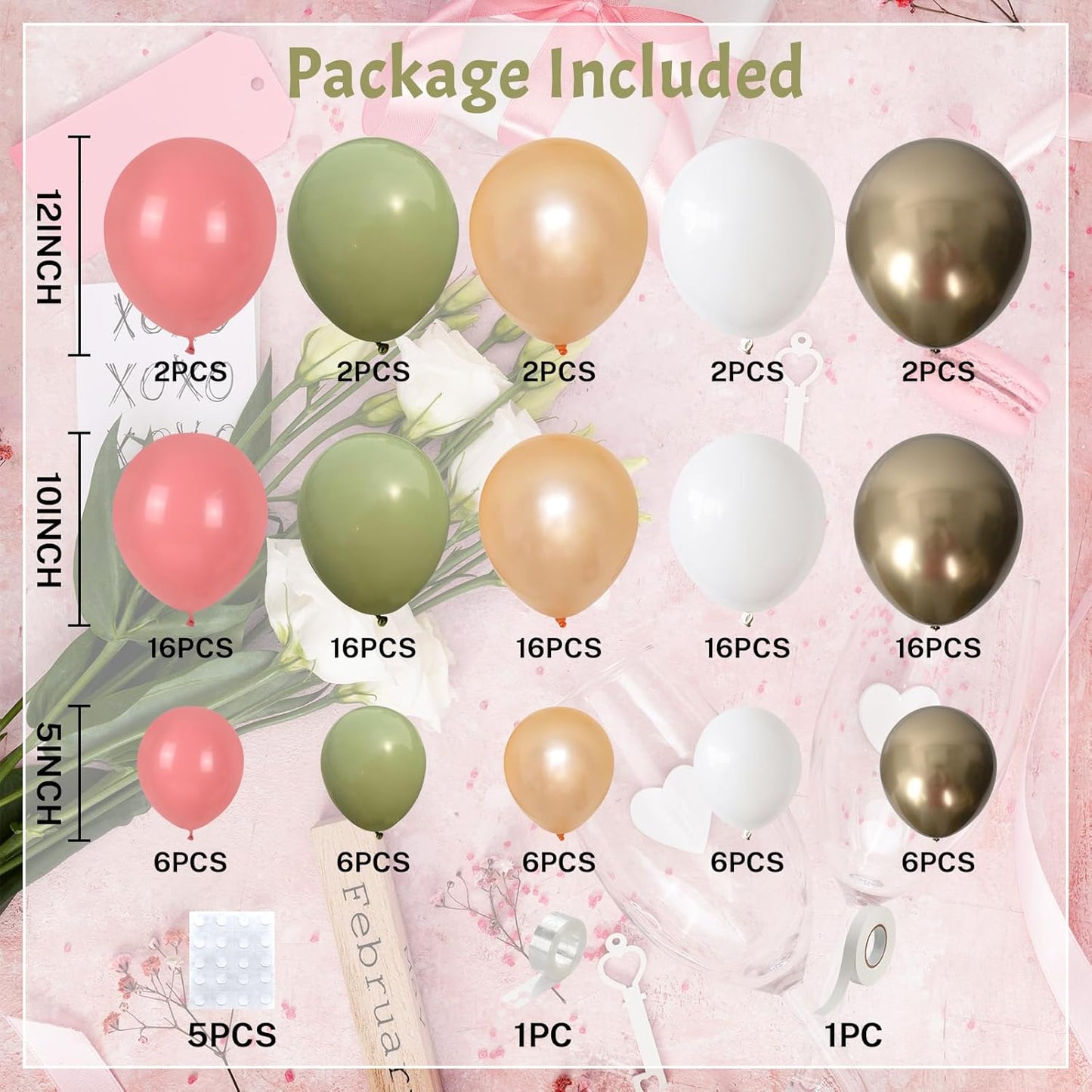 Pink and Green Balloon Arch Kit 127Pcs Sage Green Dusty Pink Gold Balloons Garland Boho Retro Blush Champagne Birthday Party Balloons for Girls Jungle Safari Woodland Baby Shower Wedding Decorations