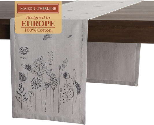 Maison d' Hermine Table Runner 100% Cotton Single Layer Table Runners 108 inches Long Decorative for Home Kitchen Dining Party Baby Shower Wedding Bridal Shower Spring Summer (Flore, 14.50" x 108")