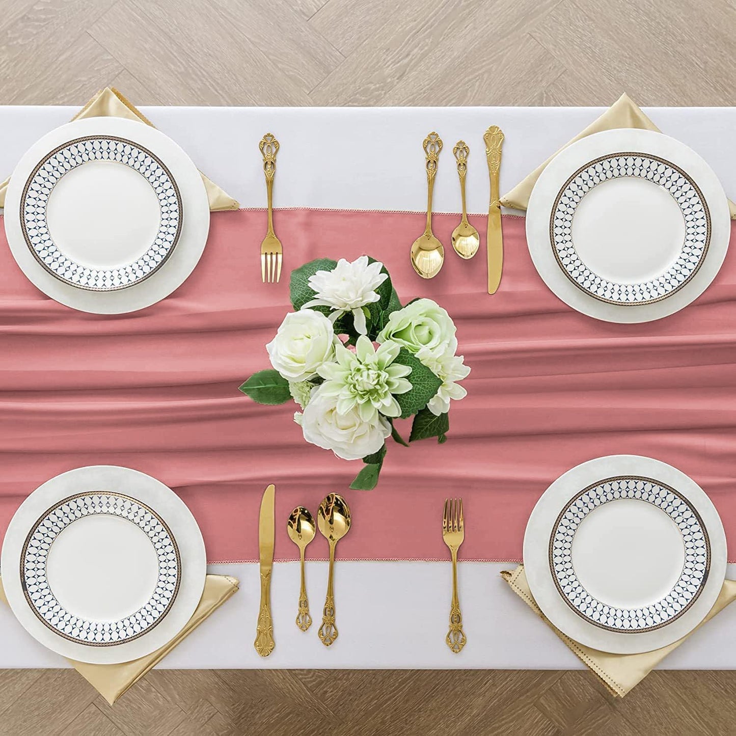 2 Pack 10 Ft Chiffon Table Runner Blush Pink Gauze Long Table Runners 27x120 Inches Sheer Tulle Table Runner for Rustic Wedding Reception Bridal Shower Decorations Birthday Party