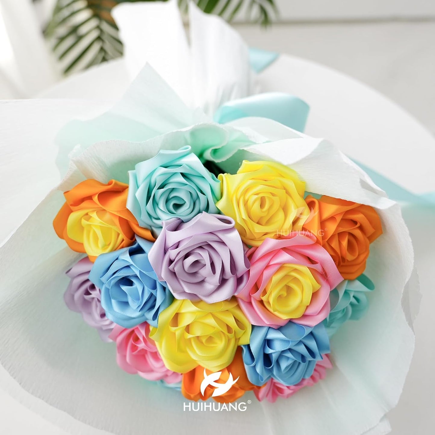 HUIHUANG Aqua Blue Ribbon Satin 1-1/2" Wide Double Face Satin Ribbons Blue Thick Ribbon for Christmas Gift Wrapping Bows Floral Bouquet Cake Box Christmas Tree Decor Party Favor, 50 Yards