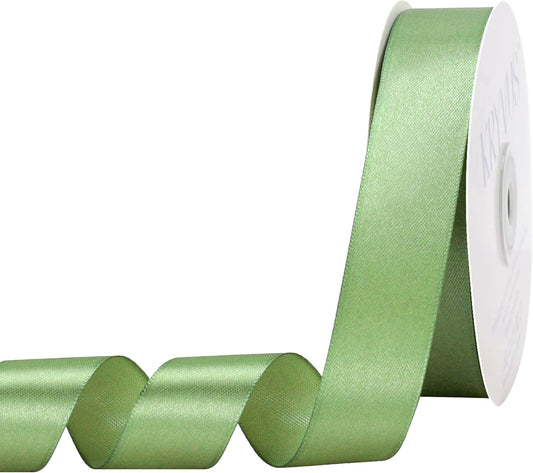 Sage Green Satin Ribbon 1 inch X Continuous 50 Yards, Single Face Polyester Ribbon Perfect for Gift Wrapping, Flower Bouquet, Wedding Decor, Crafts, Bow Making, Sewing and More