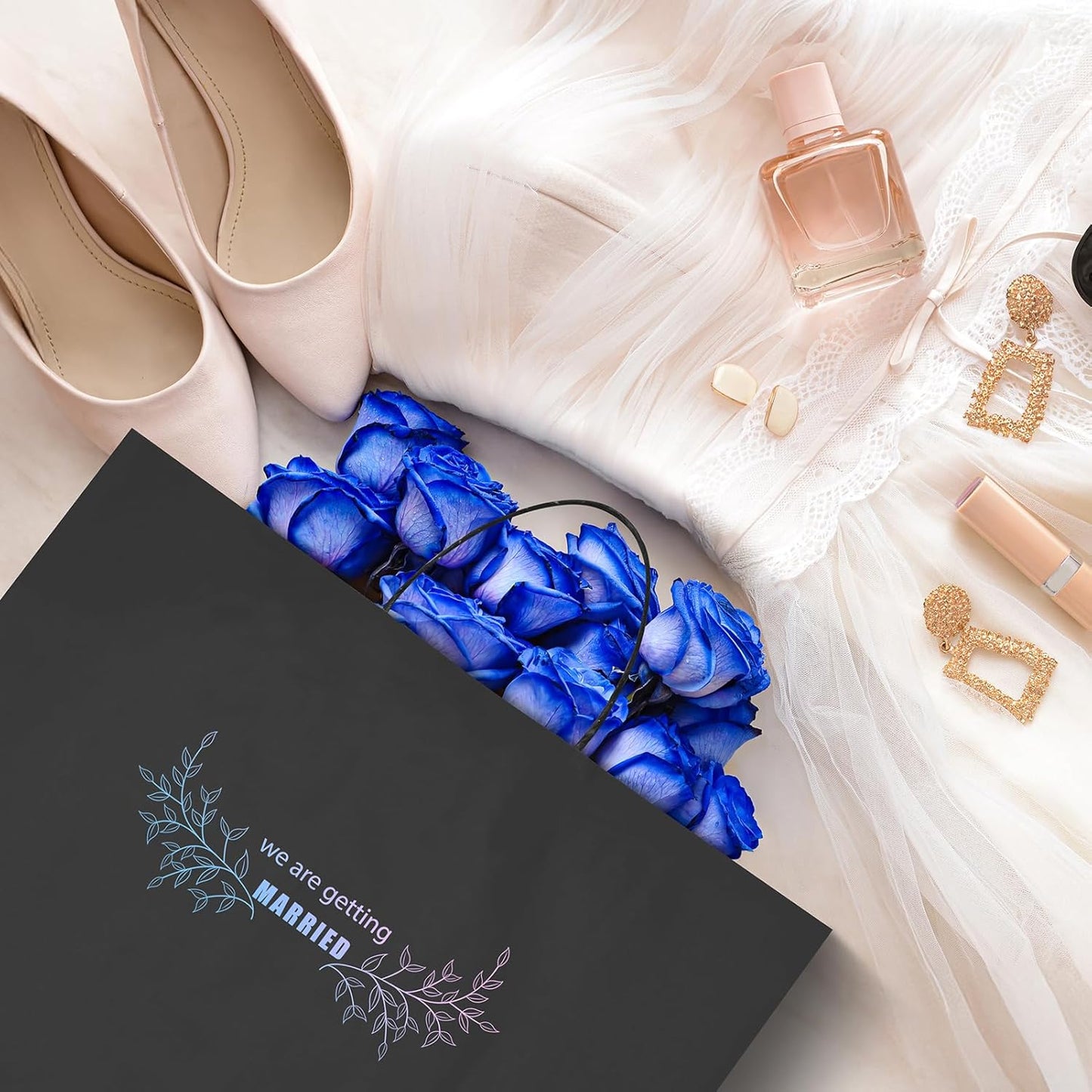 METRONIC 25 Pack Large Black Paper Gift Bags 16X6X12 Inches, Shopping Kraft Paper Bag with Handles, Small Business, Boutique, Gift Wrap, Bulk