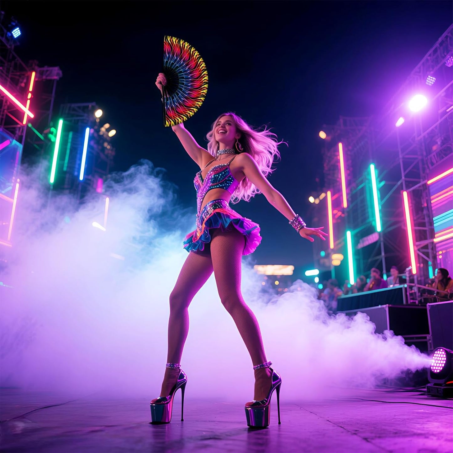 Boots on The Ground Fan, Large Folding Hand Fan for Women and Men, Popping Fans for Line Dancing for Raves, EDM, Dance Party, and Home Decoration