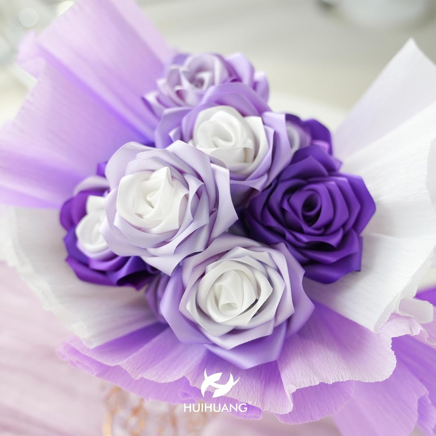 HUIHUANG Dusty Purple Ribbon 1-1/2 inch x 50 Yards, Double-Faced Dusty Lilac Satin Ribbon for Flower Bouquets Gift Wrapping Crafts Bows Holiday Home Decor Wedding Bridal Shower Decoration