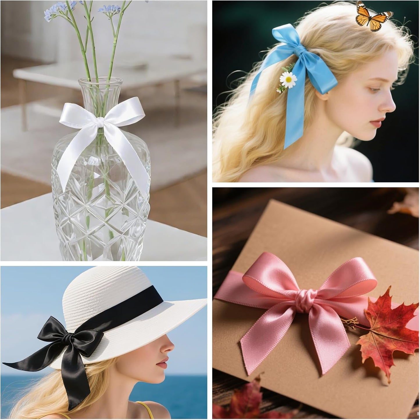 NESCCI 800 Yards Ribbon,1 Inch Satin Ribbon,Single Face Satin Ribbons, Perfect for Gift Wrapping,Wedding Decoration,Handmade Bows,Wrapping Bouquet,Halloween, Christmas