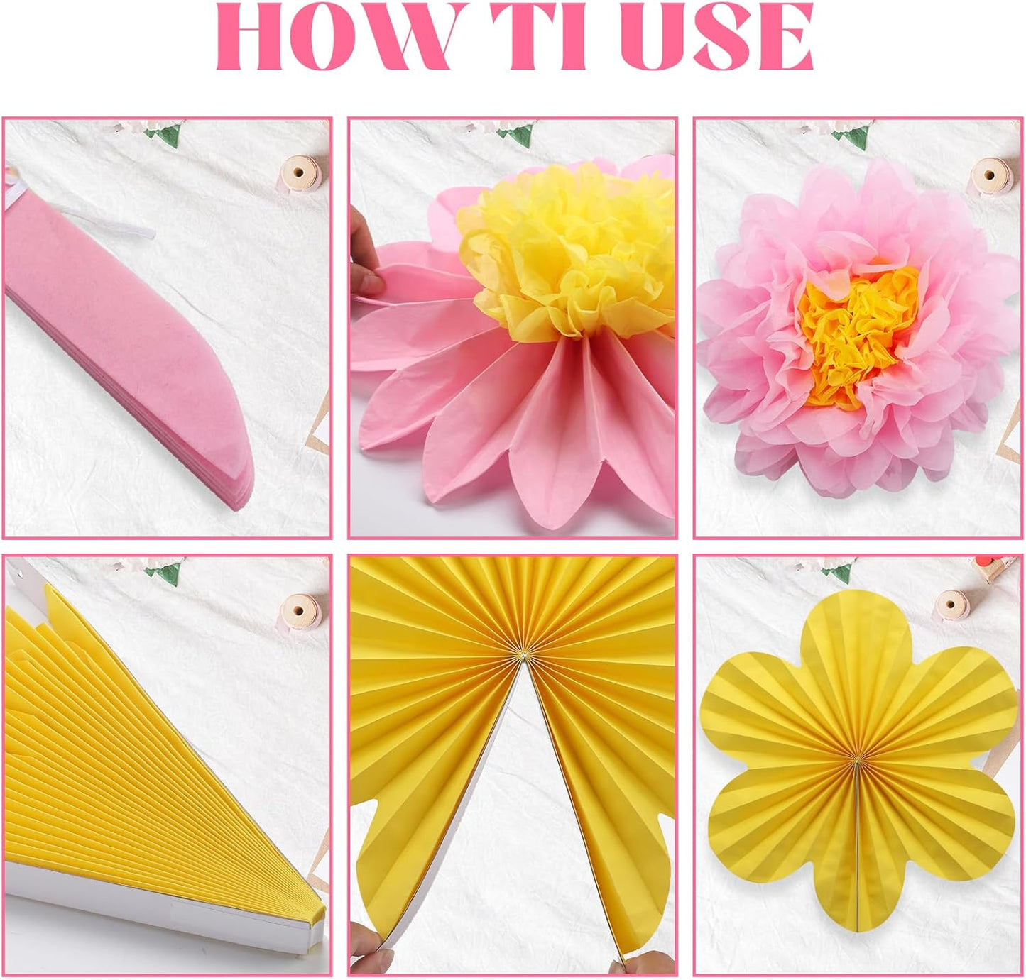 BestoFun 12PCS Paper Flowers Fans Colorful Party Decorations Tissue Paper Flowers Decorations for Girl Groovy Birthday Baby Shower Wedding Bachelorette Room Wall Hanging Décor