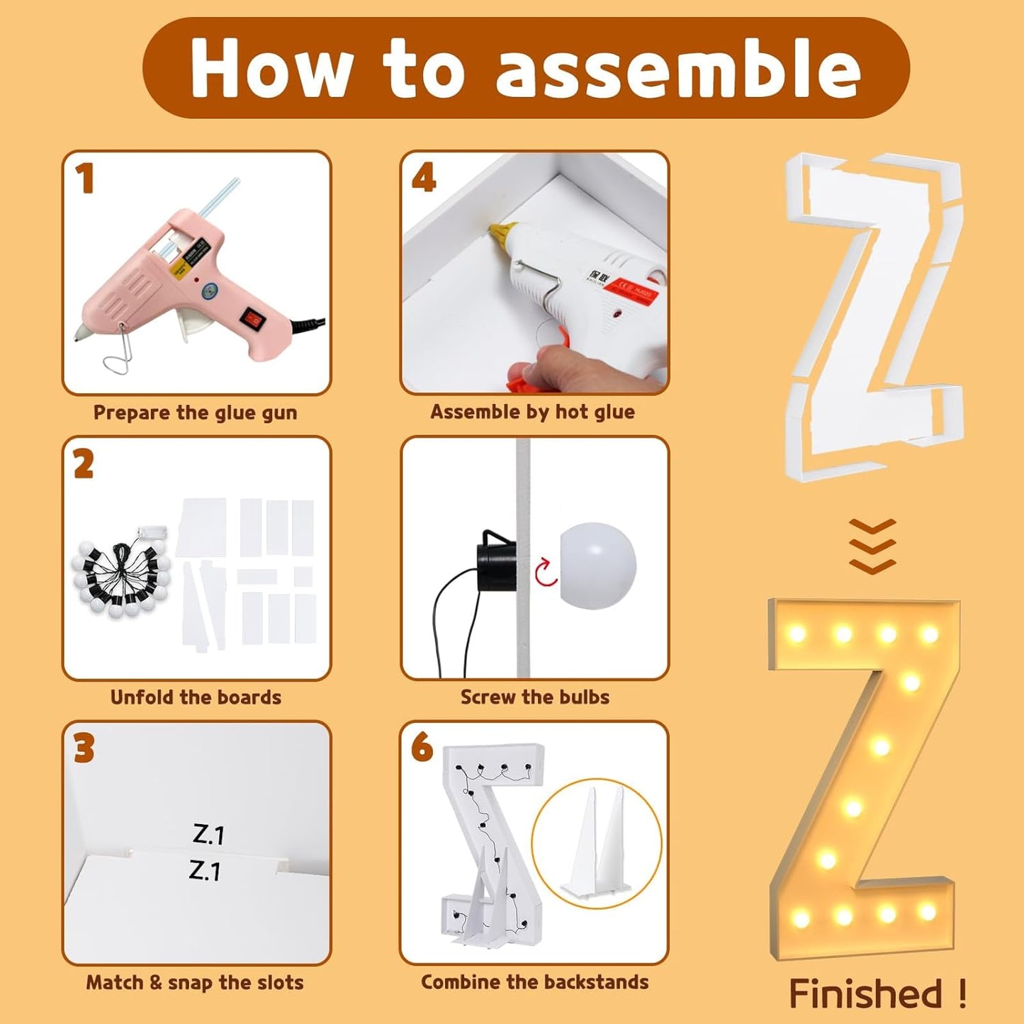 imprsv Marquee Light Up Letters, 4FT Mosaic Letters with Light for Baby Shower Graduation Party Decor, Large Z for Engagement Wedding Party Decorations (Need to Assemble)