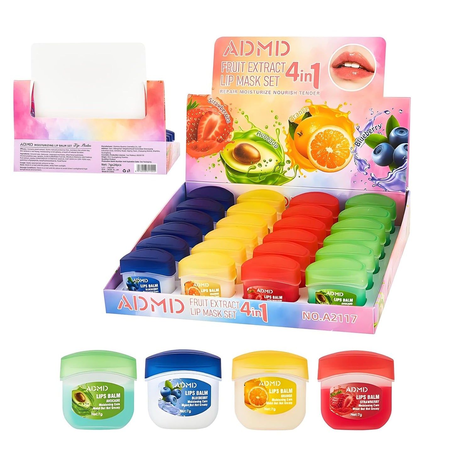 Lip Moisturizing Set, Lipstick, 24 Nourishing And Lip Balm Fruit Flavor Sets, Suitable For Dry Peeling, Dull, Lip Lines, Moisturizing And Repairing Lipstick