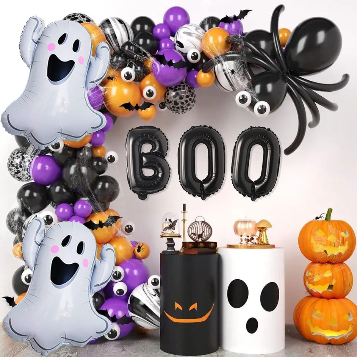 9 Pcs Halloween Balloons White Ghosts Balloons Halloween Foil Balloon for Ghosts Birthday Themed Party Decorations Kit