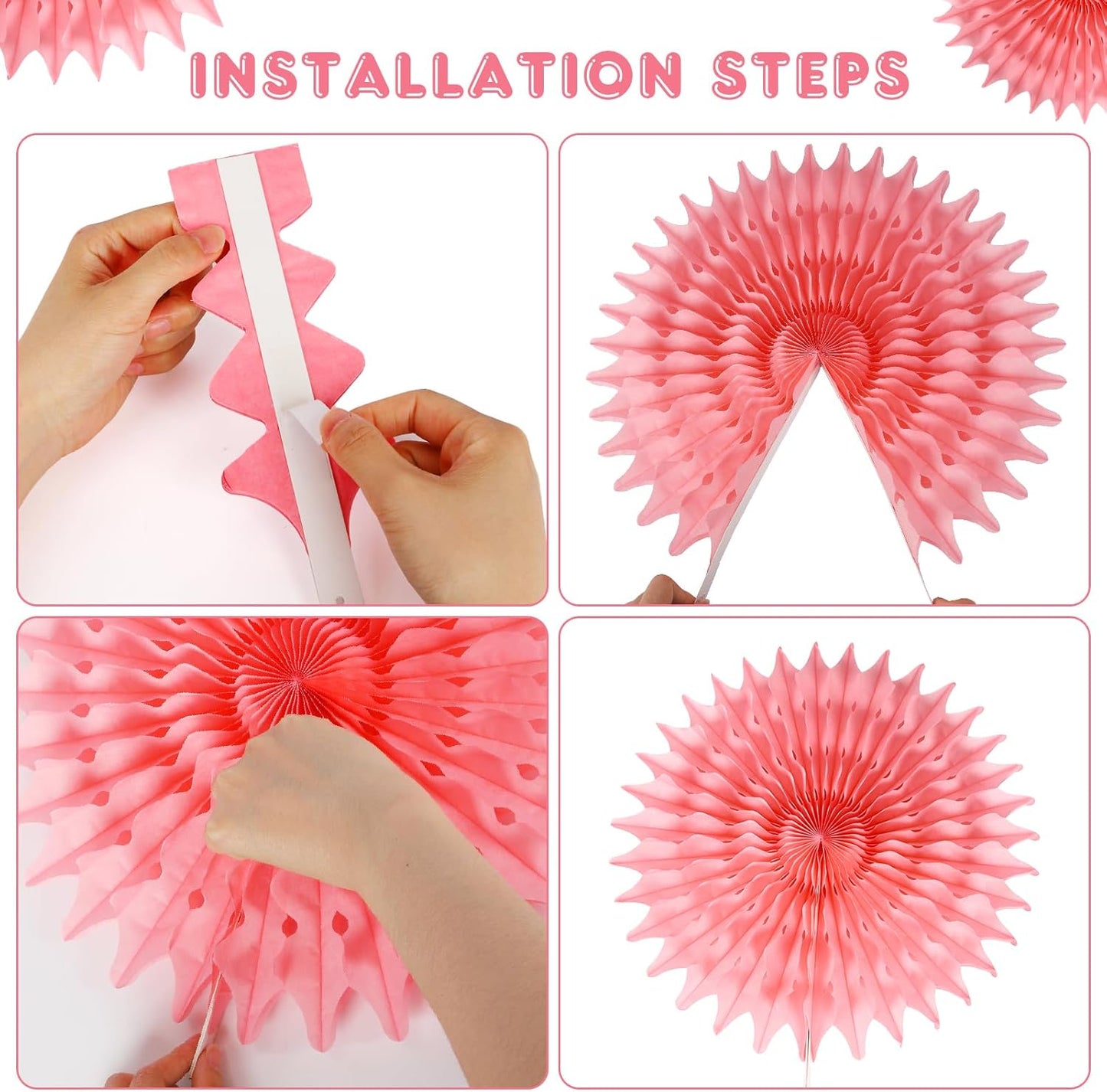 12PCS Paper Fans Colorful Rainbow Pastel Party Decorations Tissue Paper Flowers Decorations for Girl Groovy Birthday Baby Shower Wedding Bachelorette Room Wall Hanging Décor