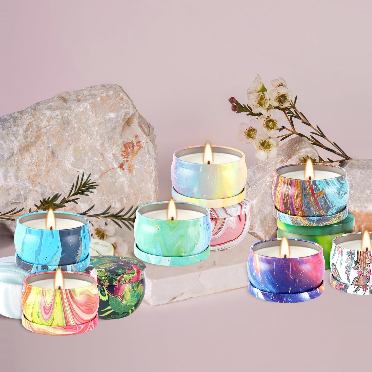 Scented Candles Gifts Set 24 Pack Soy Wax Travel Tin Jar Candles for Home 2.5 OZ Scented for Mom for Christmas, Birthday, Thanksgiving, Mother's Day