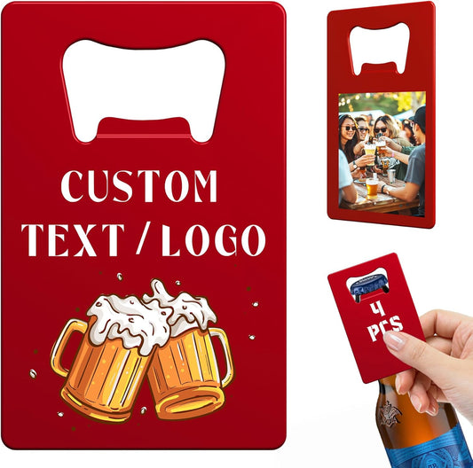 Custom Bottle Opener, 4-80PCS Stainless Steel Beer Can Opener, Double-Sided Full Color Print Personalized Bottle Opener Bulk, Card Bottle Openers for Wedding Favors, Party, Promotion, Groomsmen Gift